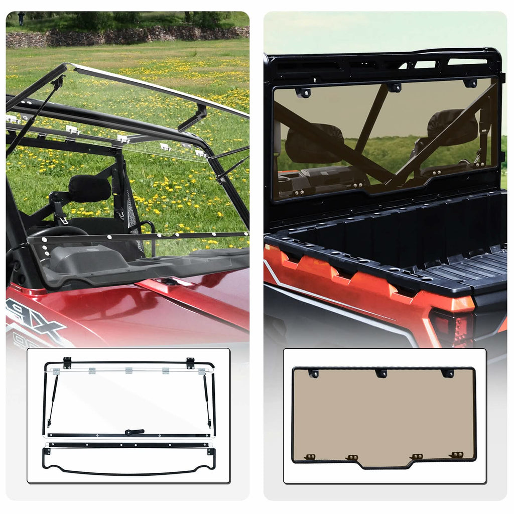 Polaris Ranger 1000/XP/Crew Flip & Rear Tinted Windshields Polaris Ranger 1000/XP/Crew Flip & Rear Tinted Windshields